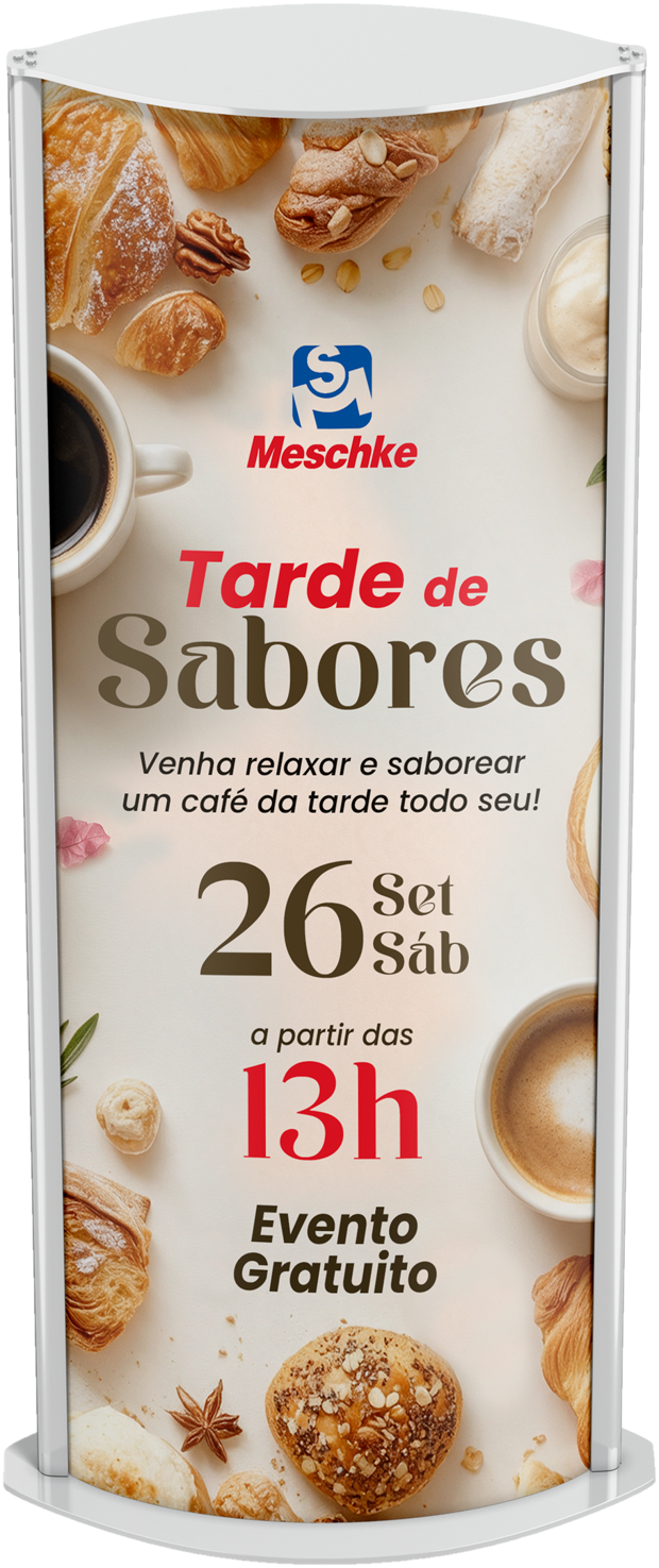 Mockup do totem Tarde de Sabores